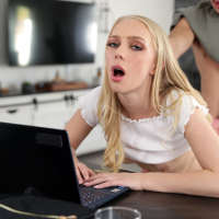 Gorgeous schoolgirl Braylin Bailey is sucking and riding her stepbros cock