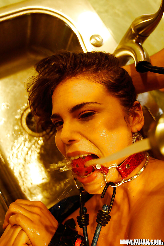 Young babe Izy Bella Blu gets bondage fucked with a gag in her mouth - Photo #563894