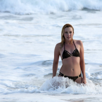 Blonde hottie Samantha Rone bounces on a big rod