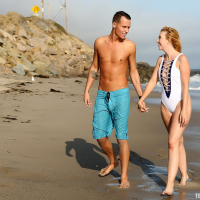Blonde hottie Samantha Rone bounces on a big rod