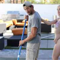Sexy blonde babe Jamie Jett seduces and fucks handsome poolboy