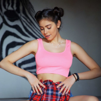 Young stunner Alissa Foxy flaunts her flat belly and perky boobies