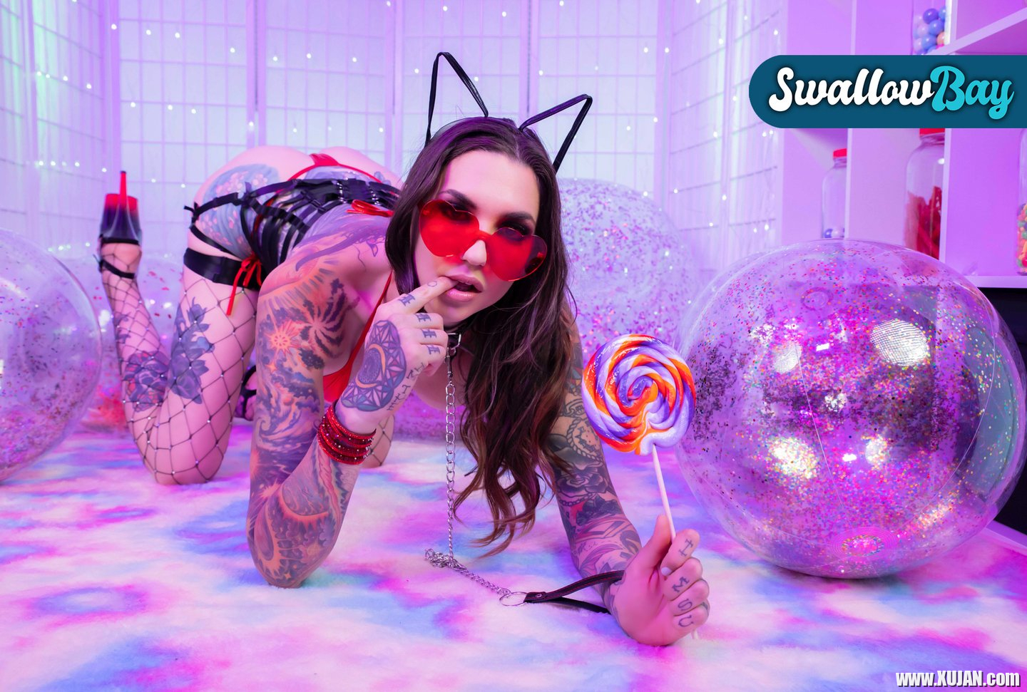 Tall tattooed model Rocky Emerson enjoys some sweet lollipop - Photo #582003
