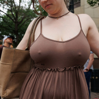 Amazing Riley Nixon flashing her big tits and ass in public