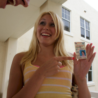 Blonde Katie Summers gets on top of a guy so she can ride his cock