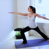 Hot brunette Tiffany Tyler pops out her big boobs during yoga session