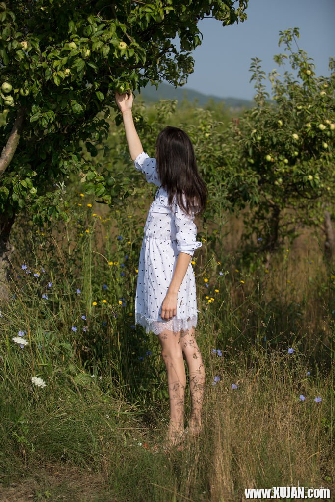 Skinny Adel Morel poses naked in an apple garden - Photo #613141