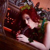 Redhead cosplayer Jaye Rose enjoys her costume masturbation fetish