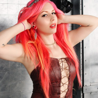 Erotic pink haired Babe Annalee Belle gets naked