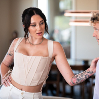 Hony brunette girl Charlotte Sins bounces on a rock hard meatpole