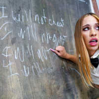 Hot schoolgirl Khloe Kapri gets her pussy pumped with cock in classroom