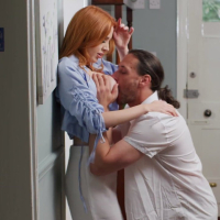 Busty redhead girl Scarlett Jones takes a ride on a big throbbing schlong