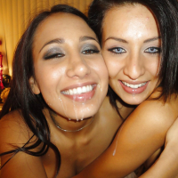 Adorable young sluts Amia Miley and Lexi Diamond cock sharing POV porn on cam