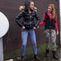 Daphne Klyde and Sandra take a leak together