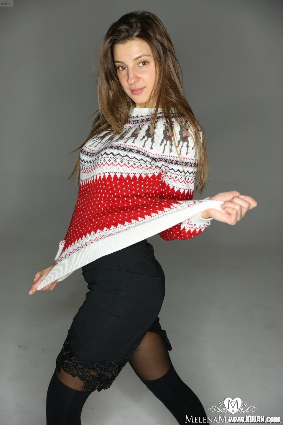 Lovely Melena Maria Rya posing in her new sweater and pantyhose - Photo #664364