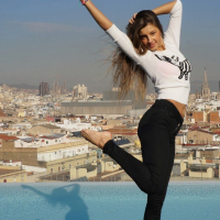 Sweet Melena Maria Rya loves stretching on the balcony