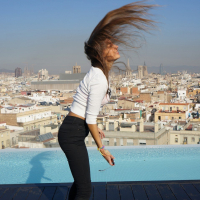 Sweet Melena Maria Rya loves stretching on the balcony