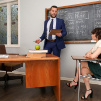Liv Wild fucks a big dicked teacher in a classroom