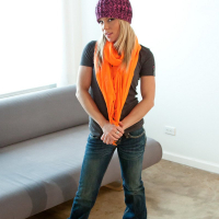 Meet Madden wearing pink Panties with woolen Hat