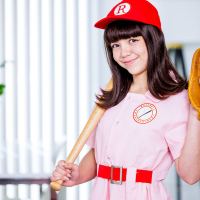 Young and tiny baseball fan Mochi Mona craves for a big and thick meatpole