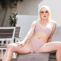 Super hot blondie Lovita Fate fucks herself with a pink vibrator