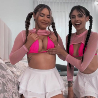 Wild and hot bitches Nicole Aria and Angel Windell sharing same shaft