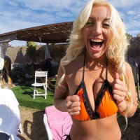 Big tit blonde bombshell Blondie Fesser is pounded hard outdoors