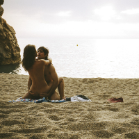 Brunette girl Julia Roca banged doggystyle on the beach by Bel Gris