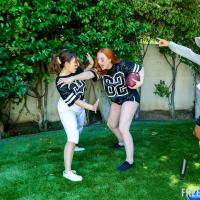 Redhead Madison Morgan has a threesome with hot Leana Lovings