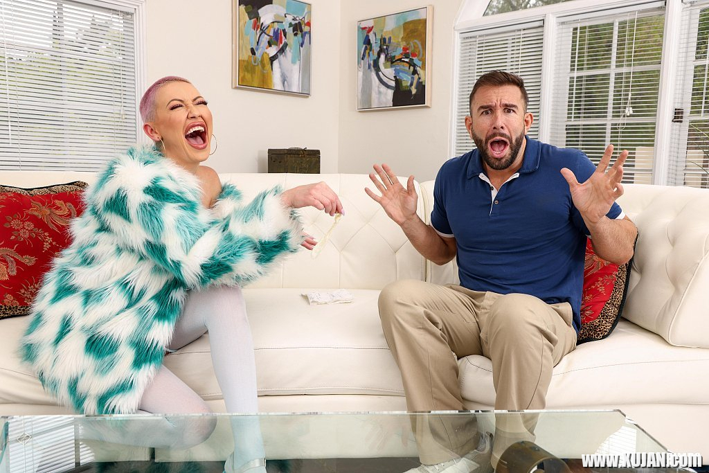 Bald chick Adira Allure gets fucked hard and jizzed on the couch - Photo #699547