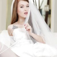 Pornstar Misha Cross spreads just married legs for shaved pussy fingering