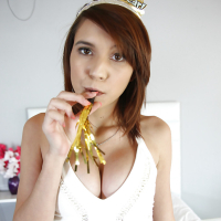Redhead solo girl Cece Capella unleashes big all natural tits on New Years - Photo #704735