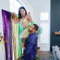 Tiny asian vixen Lulu Chu bends over for some intense banging