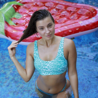 Cute Melena Maria Rya tries out a new swim suit in the backyard