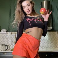 Pretty chick Melena Maria Rya taking selfies of herself with an apple