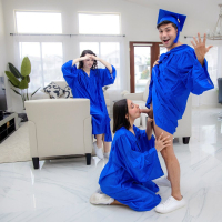 Busty graduated students Liz Jordan Hailey Rose enjoy some FFM threesome