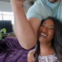 Horny chocolate babe Mini Stallion takes a wild ride on a big white dick