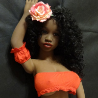 Ebony in red lingerie