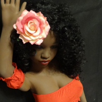 Ebony in red lingerie