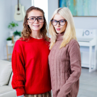 Gorgeous nerdy teens Mira Monroe Emma Rosie get fucked during threesome
