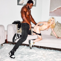 Slim young Emma Rosie cums hard with big black sausage deep in tight twat