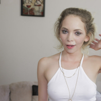Clothed teen girl Angel Smalls giving long dick ball sucking oral sex