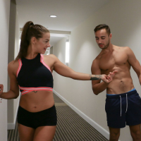 Thirsty fitness model Evelin Stone fucks with lucky foreign boy