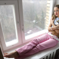 Sexy Sweet Lilya posing nude on the Window Cill