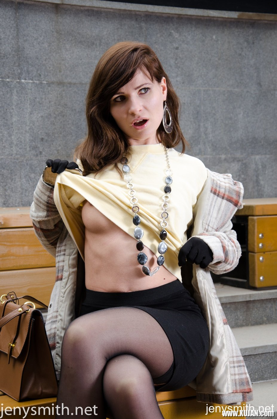 Stunning Jeny Smith stripping down and posing on a motorcycle - Photo #745624