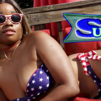 Good looking Nina Rivera sunbathing in a bikini outdoors