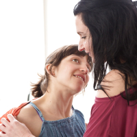 Hairy lesbians Lulu and Mina kissing each other and cumming together