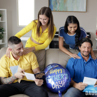 Kinky chicks Kourtney Rae Penelope Woods pampering their stepdaddys
