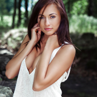 Outdoor posing session with a wonderful centerfold beauty Michaela Isizzu