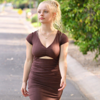 Kinky young blond Kylie Shay wakes early strips masturbates outside